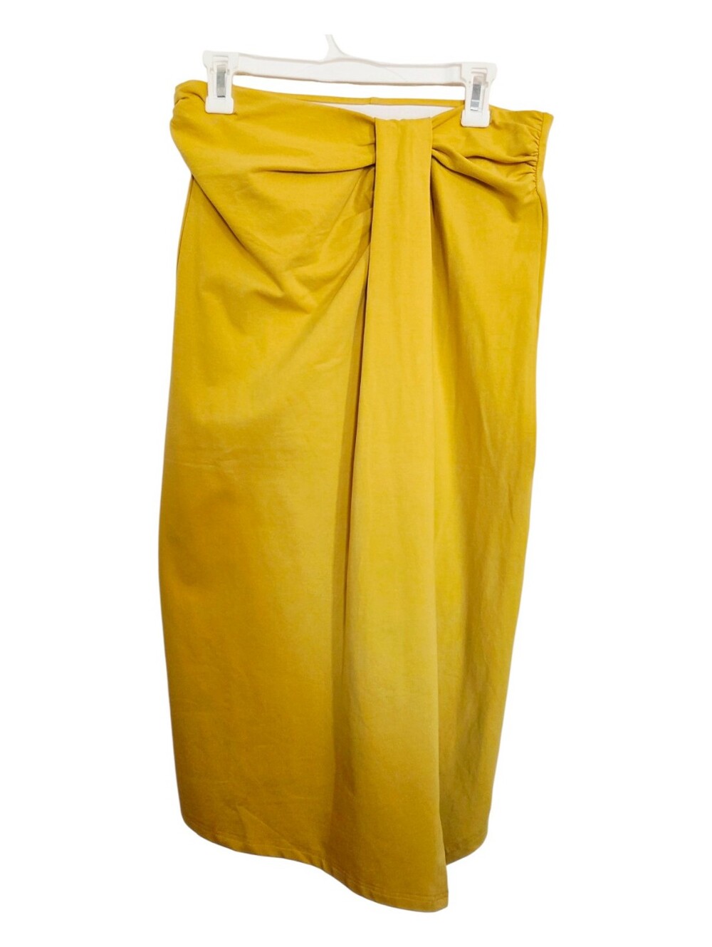 Yellow Asymmetric Midi Skirt with Front Slit